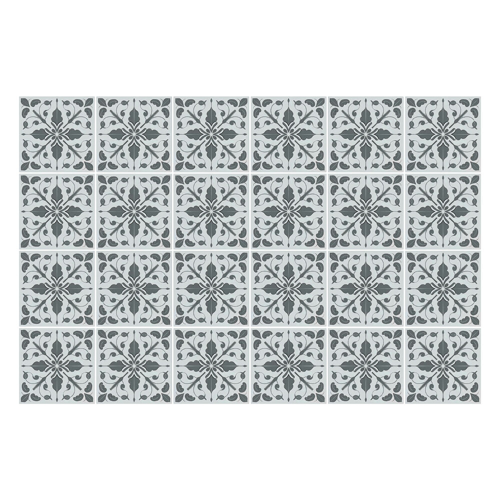 Öntapadós csempe matrica Virágdíszek hálóban