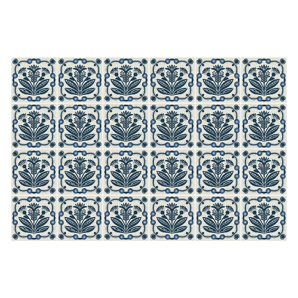 Öntapadós csempe matrica Virágos motívumok keretben