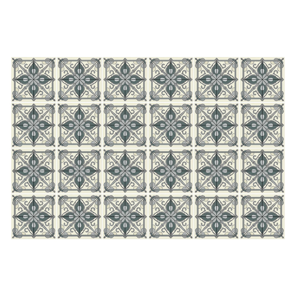 Öntapadós csempe matrica Virágdíszek hálóban