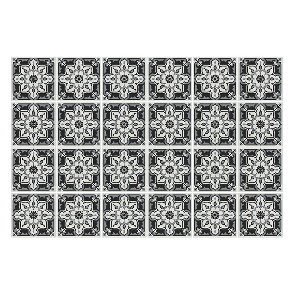 Öntapadós csempe matrica Virágos motívum hálóban