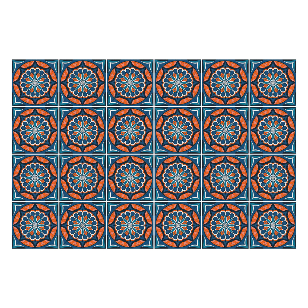 Öntapadós csempe matrica Virágos körök