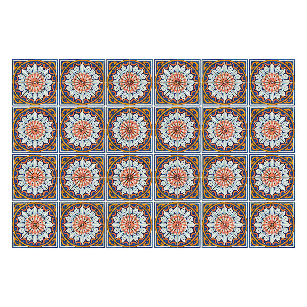 Csempe matrica Virágmotívumok körökben