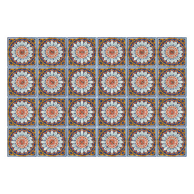 Csempe matrica Virágmotívumok körökben