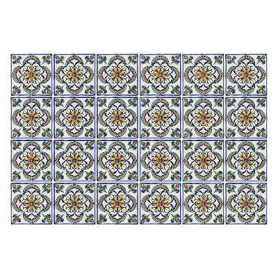 Öntapadós csempe matrica Virágdíszek elrendezésben