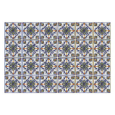 Öntapadós csempe matrica Virágdíszek hálóban