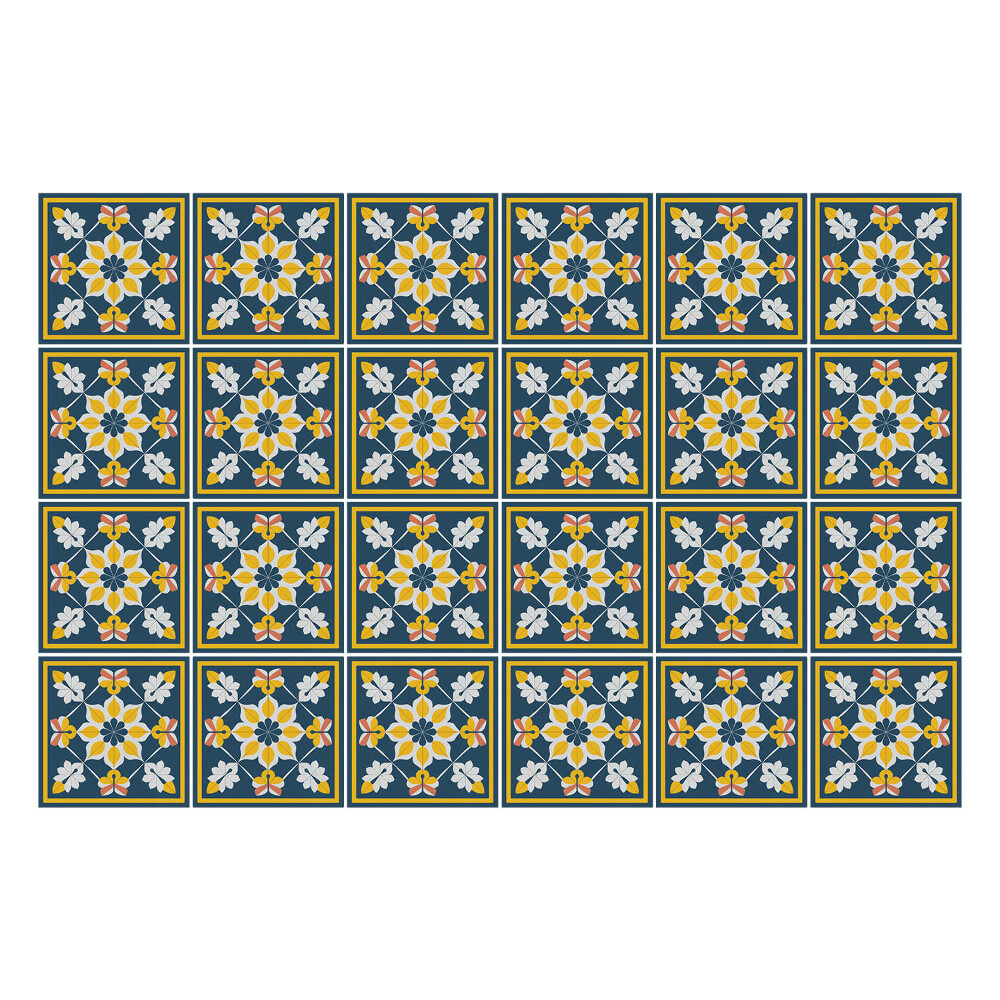 Csempe matrica Virágdíszek keretben