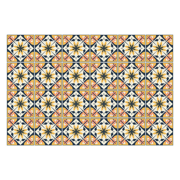 Öntapadós csempe matrica Virágos szimmetriák az elrendezésben