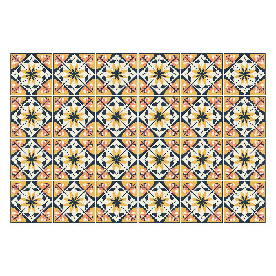 Öntapadós csempe matrica Virágos szimmetriák az elrendezésben