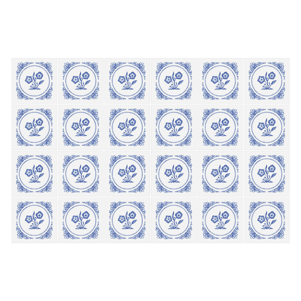 Öntapadós csempe matrica Kék virág mozaik