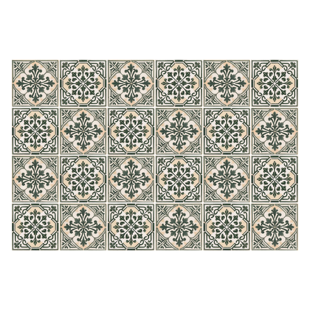 Öntapadós csempe matrica Virágdíszek hálóban