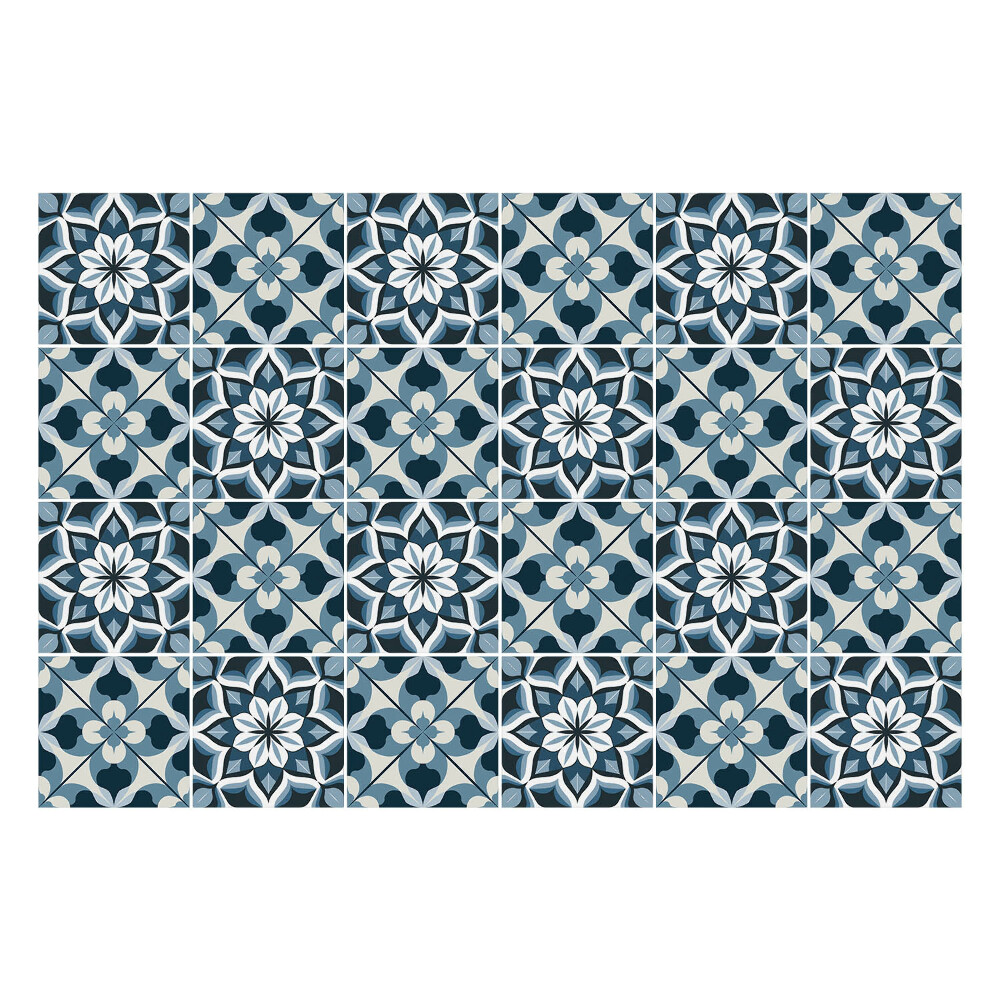 Öntapadós csempe matrica Virágos mandalák egy rácsban