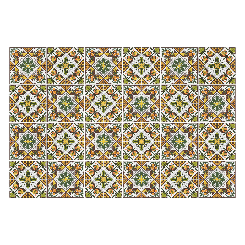 Öntapadós csempe matrica Virágdíszek négyzetekben