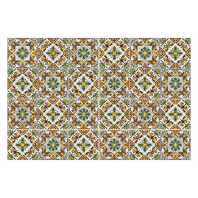 Öntapadós csempe matrica Virágdíszek négyzetekben