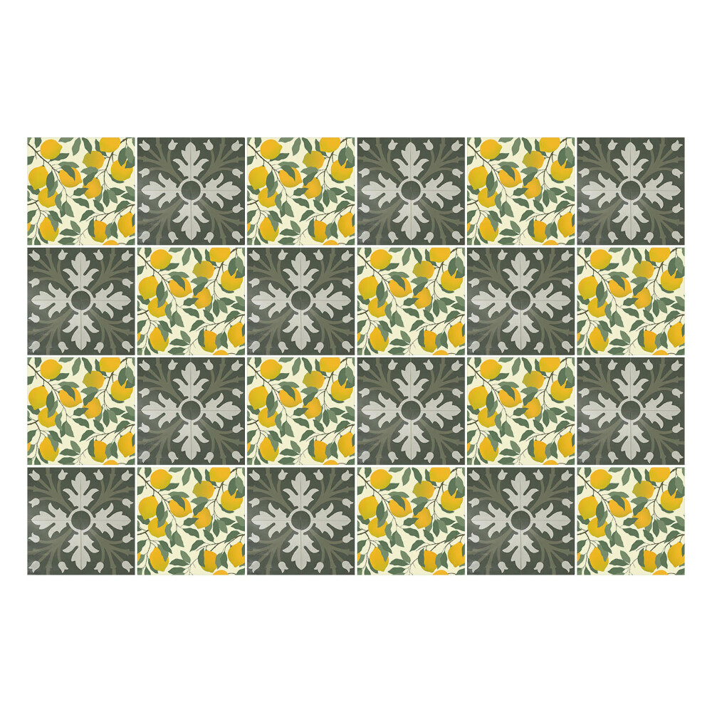 Öntapadós csempe matrica Leveles és citrusos motívumok