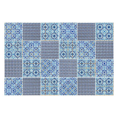 Öntapadós csempe matrica Kis kék díszek