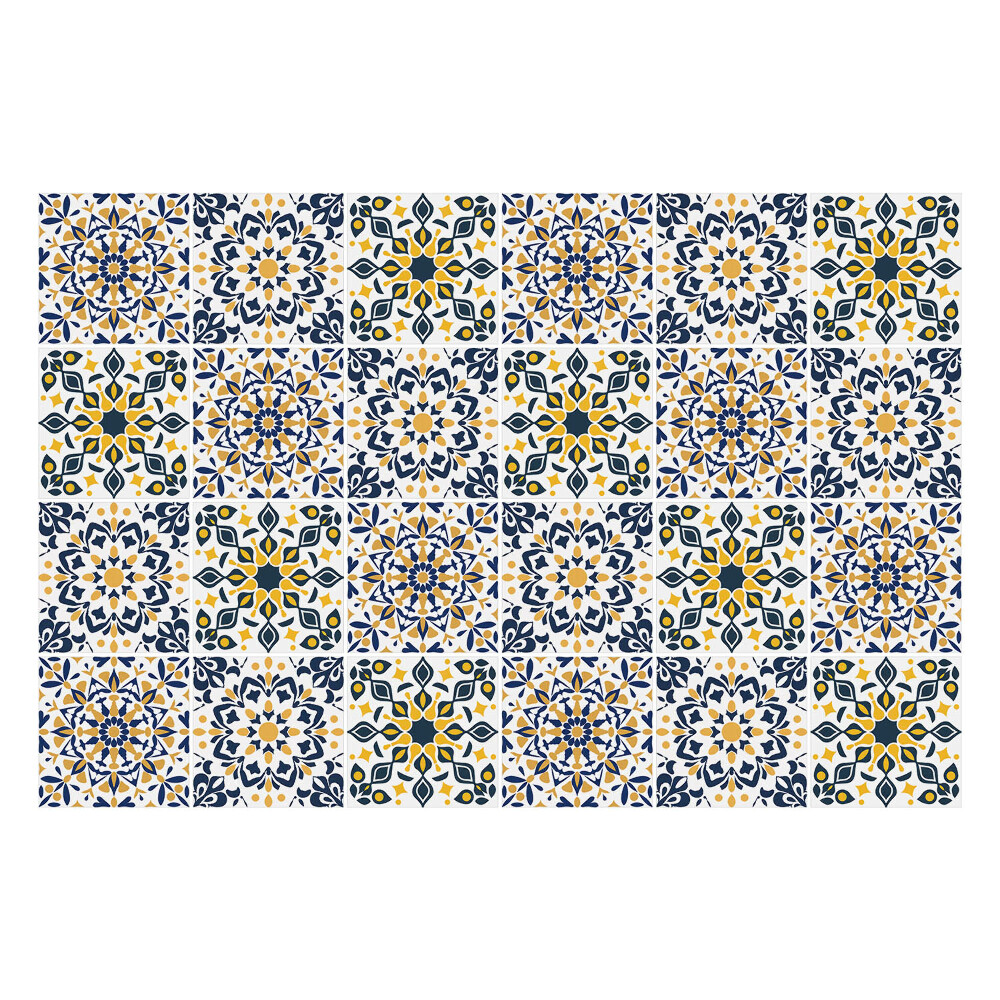 Öntapadós csempe matrica Geometrikus virágok és levelek