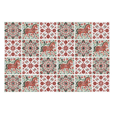 Csempe matrica Lovak és virágok folklór