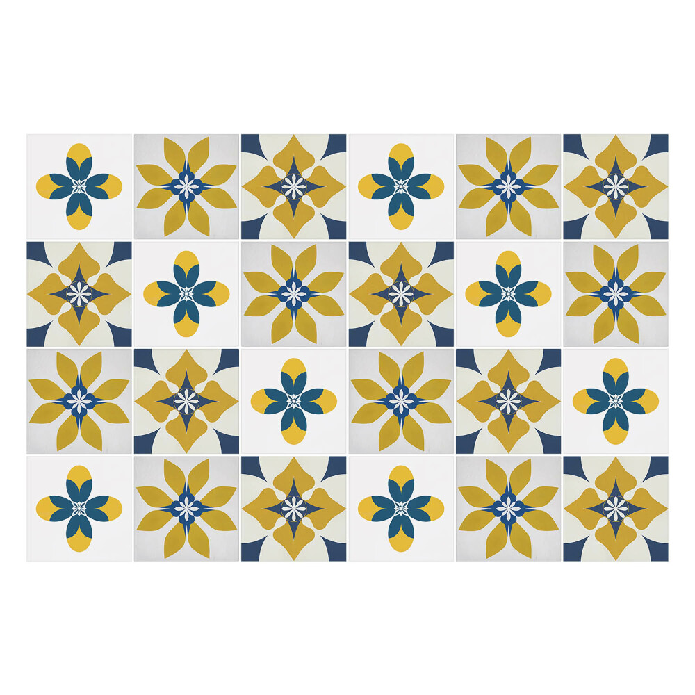 Öntapadós csempe matrica Virágos mozaik