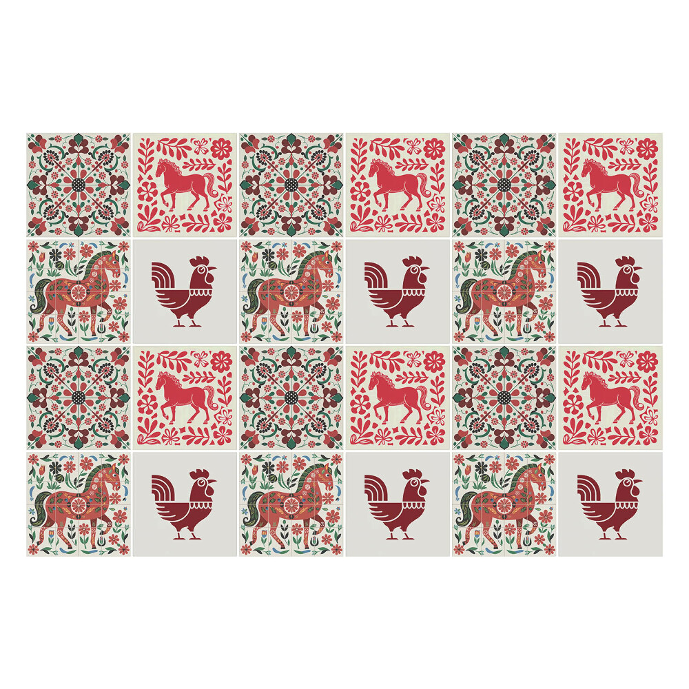 Csempe matrica Népi állatmotívumok