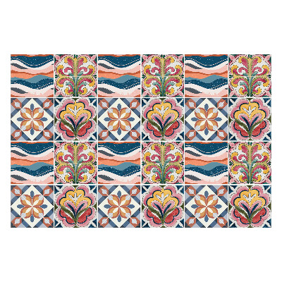 Öntapadós csempe matrica Virágmotívumok és hullámok