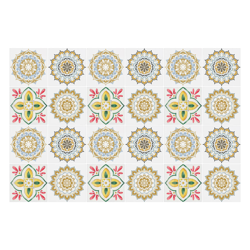 Öntapadós csempe matrica Virágos mandalák és dísztárgyak