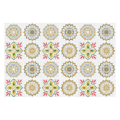 Öntapadós csempe matrica Virágos mandalák és dísztárgyak