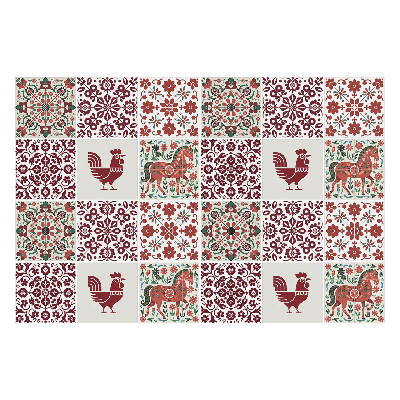 Csempe matrica Csirkék és lovak virágokban