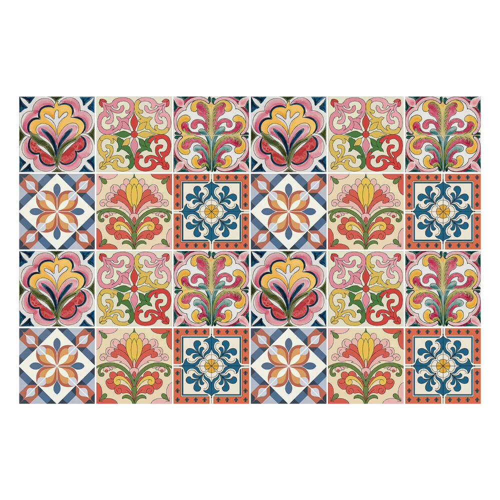 Öntapadós csempe matrica Mozaik virágdíszek