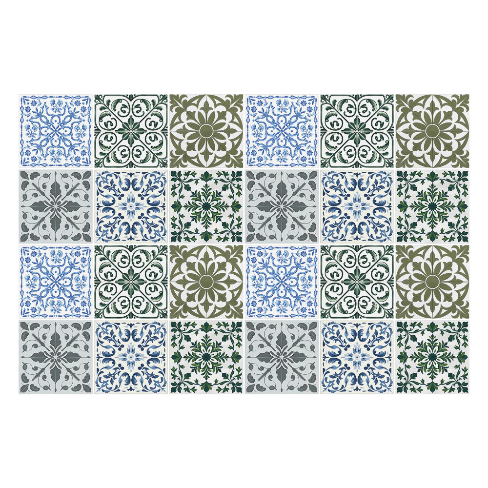 Csempe matrica Virágos és geometrikus motívumok