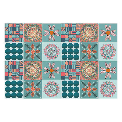 Öntapadós csempe matrica Virágos és geometrikus motívumok