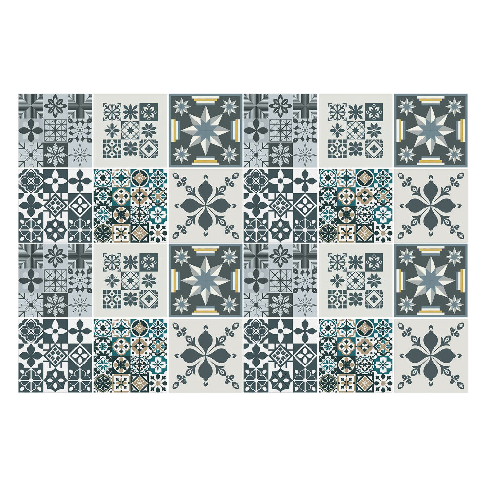 Öntapadós csempe matrica Geometrikus virágok és figurák