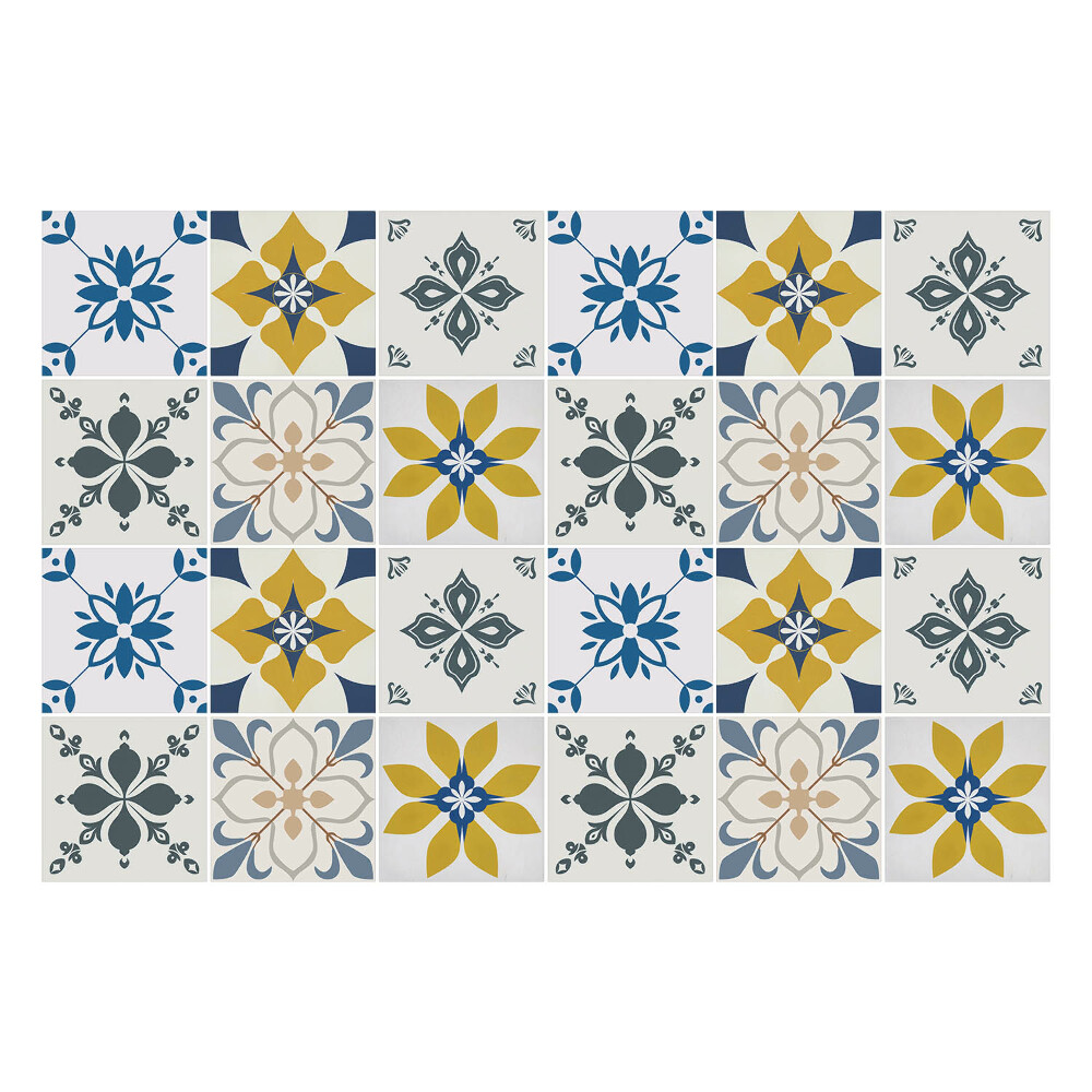 Öntapadós csempe matrica Virágmotívumok az elrendezésben