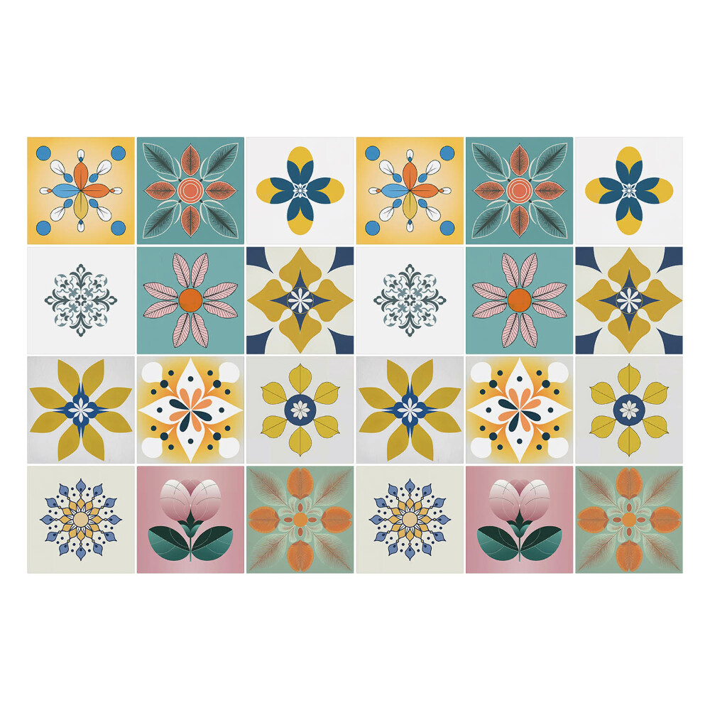 Csempe matrica Virágmotívumok az elrendezésben