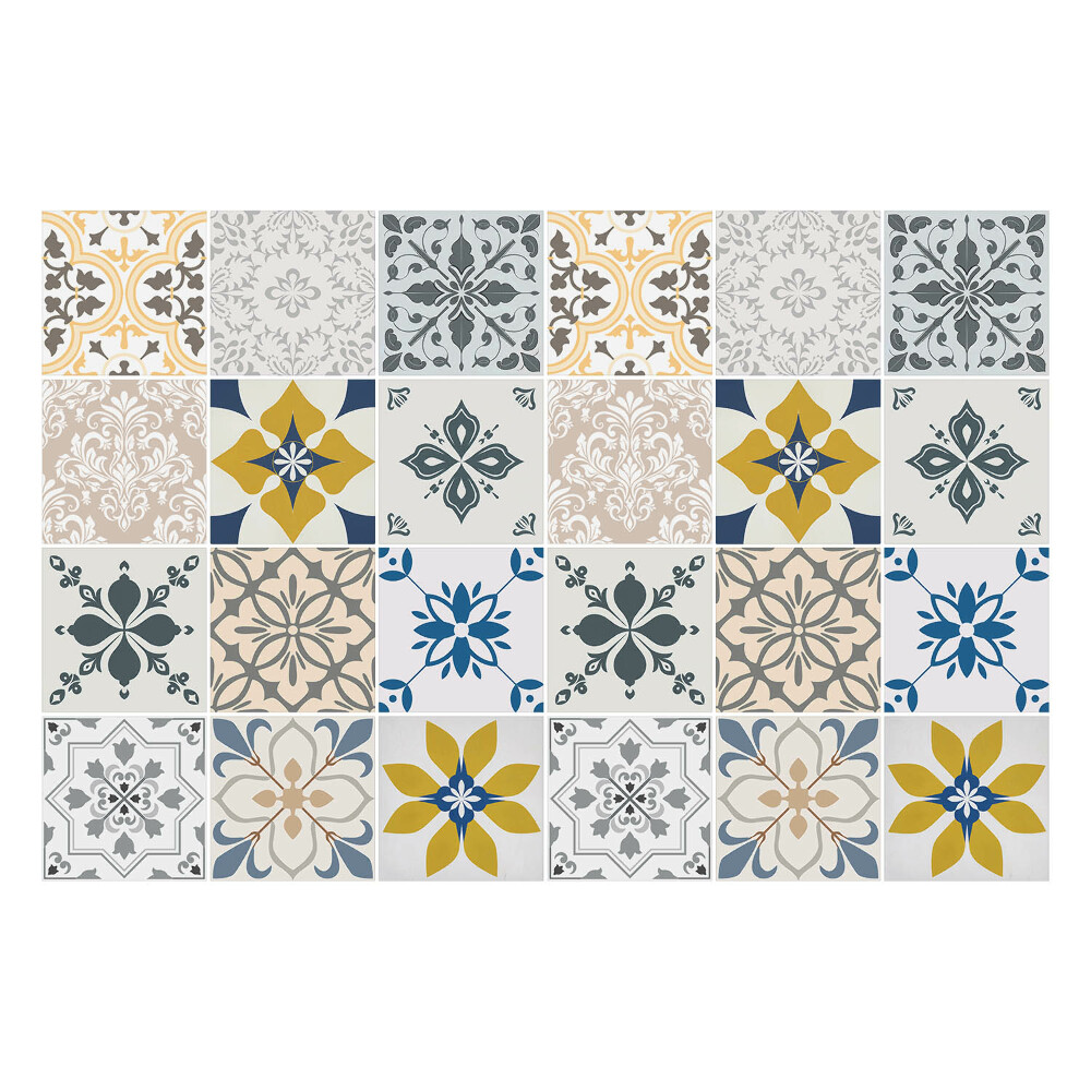 Öntapadós csempe matrica Virágmotívumok az elrendezésben