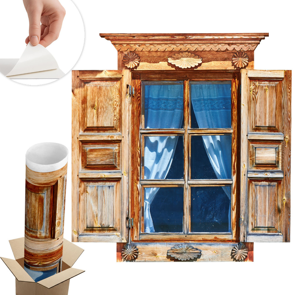 Dekoratív ablak falmatrica 96x100 Rusztikus ablak