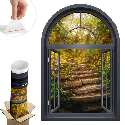 Dekoratív ablak falmatrica 68x100 Erdőablak