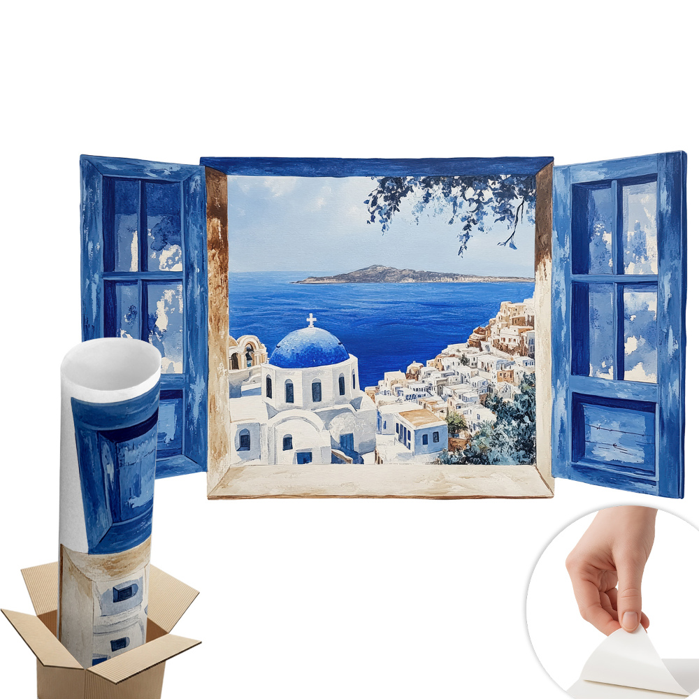 Dekoratív ablak falmatrica 100x58 Görög táj