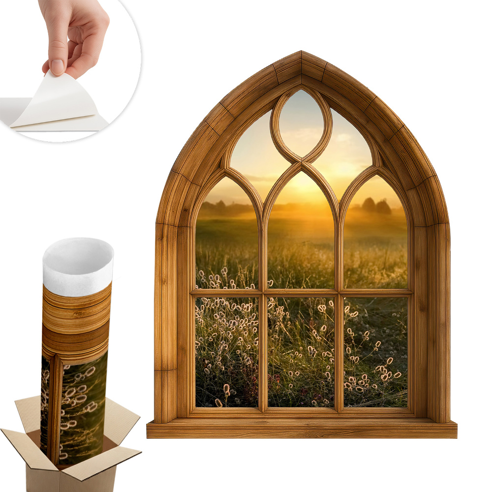 Dekoratív ablak falmatrica 80x100 Ablak tájkép