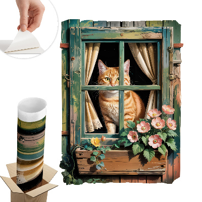 Dekoratív ablak falmatrica 75x100 Cica az ablakban