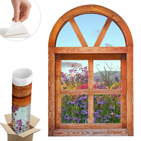 Dekoratív ablak falmatrica 85x130 Virágablak