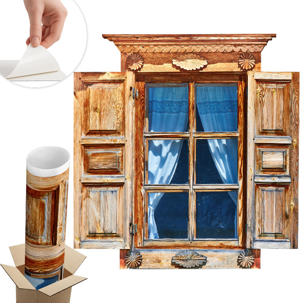 Dekoratív ablak falmatrica 125x130 Rusztikus ablak