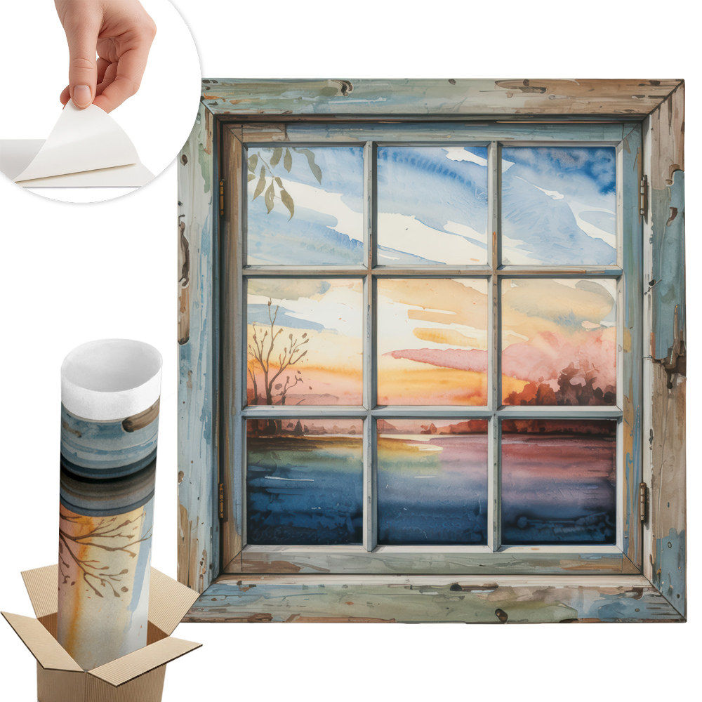 Dekoratív ablak falmatrica 121x130 Ablak akvarellek