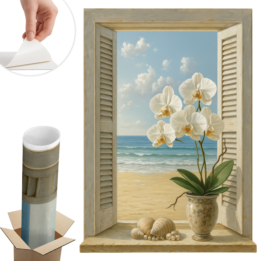 Dekoratív ablak falmatrica 94x130 Tengeri ablak
