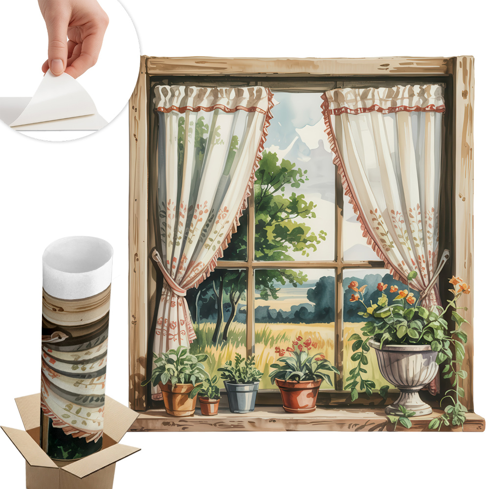 Dekoratív ablak falmatrica 126x130 Idilli ablak