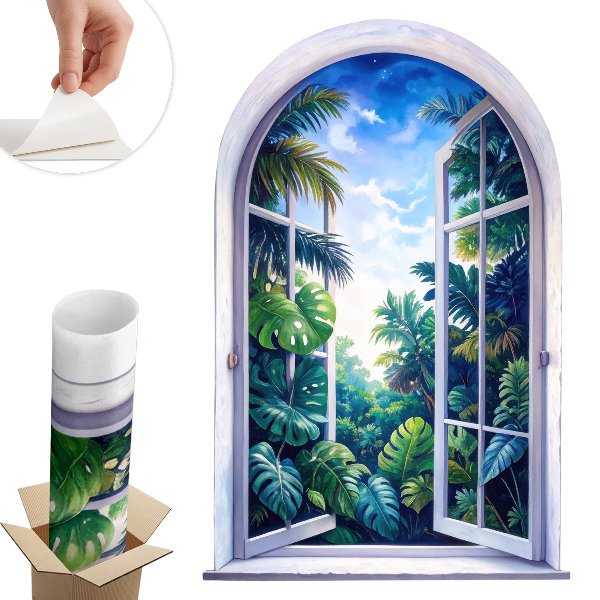 Dekoratív ablak falmatrica 86x130 Trópusi kilátás