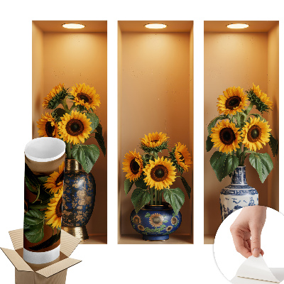 Öntapadós 3d falmatrica 60x54 Napraforgó csokrok