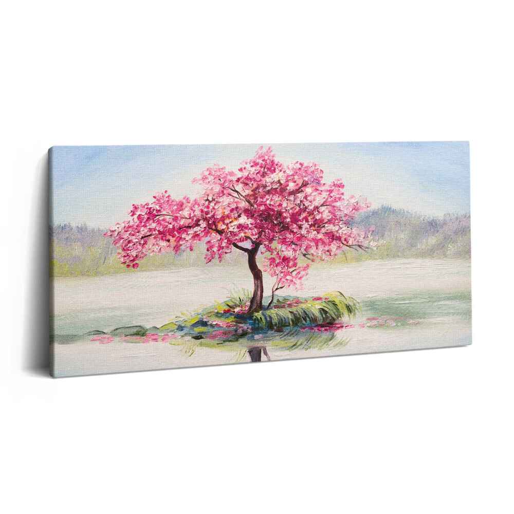 Vászonfotó 100x50 Mozaik amely egy virágzó szerelmesfát ábrázol