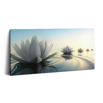 Vászonfotó 100x50 Liliomvirágok a vízen