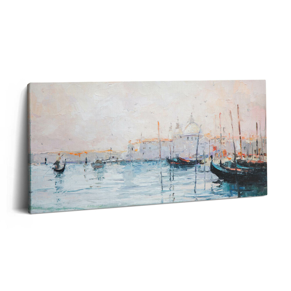 Vászonfotó 100x50 Velencei gondolák olajfestmény