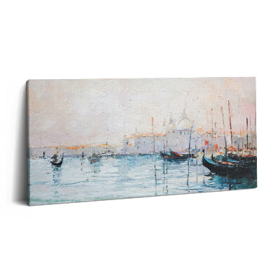 Vászonfotó 100x50 Velencei gondolák olajfestmény